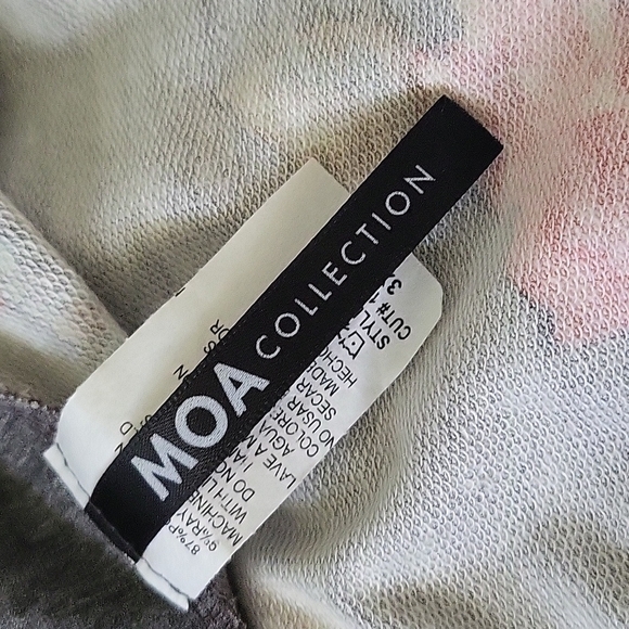 MOA Collection gray cardigan with coral & turquoise floral print-RUNS SMALL - Picture 8 of 13